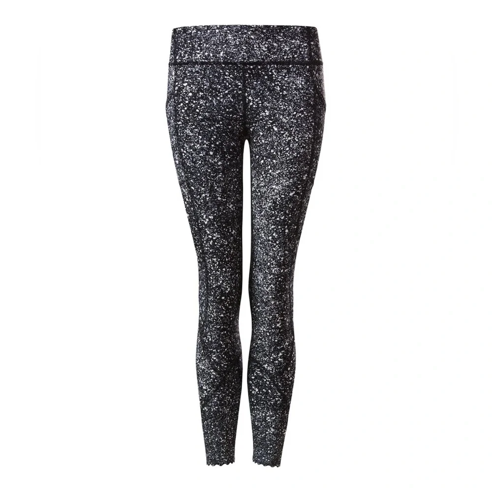 Lululemon Tight Stuff‎ Tight II Splatter White Black / Black Size 8